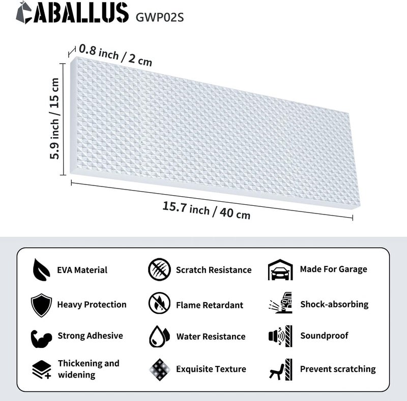 Caballus GWP02S Garage Wall Protector Car Door Protectors, Garage Accessories, Parking Stopper for Garage, Tool-Free, Designed in Germany (2-Pack White) - Image 2